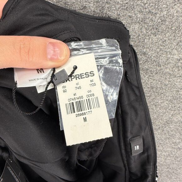 New Express Pants Women M Medium Black Sequin High Rise Ankle Flat Front Casual - Picture 9 of 11